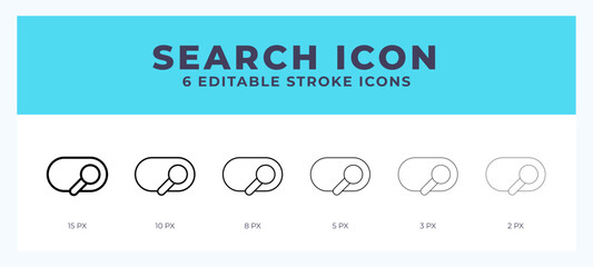 Search icon illustration vector with editable stroke.