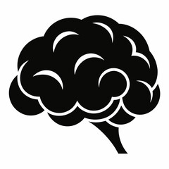 Brain or mind side view  silhouette flat style vector icon illustration 