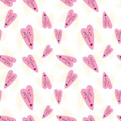 seamless background with pink angels  hearts