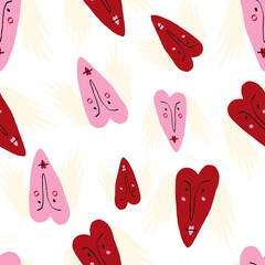 seamless background with pink angels  hearts