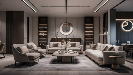 Crafting a Stylish Modern Room with Sleek Furniture, Minimalist Decor & Strategic Lighting for an Inviting Yet Refined Atmosphere