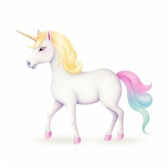 Enchant pastel 3D watercolor unicorn and rainbow