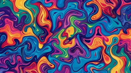 Obraz premium Vivid colorful abstract wave pattern psychedelic, thin lines, high definition