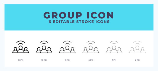 Fototapeta premium Group icon with different stroke. Editable stroke. Vector illustration.