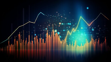 Dynamic market chart illustrating business growth and profit surge: investment and financial data visualization with stock graph background.

