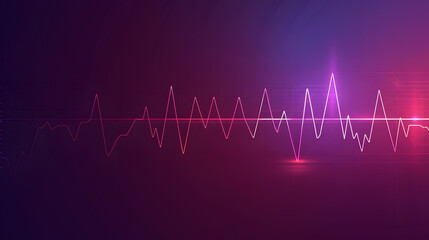 Illustration of human pulse on dark purple background. The colored line illustrates the pulse in the middle