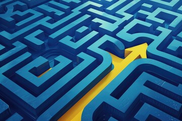 Maze with yellow arrow, suitable for educational materials