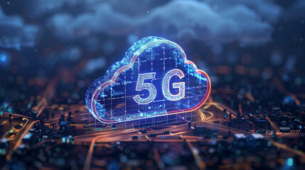 A cloud featuring the word 5G on it, symbolizing the high-speed capabilities of the next-generation wireless network