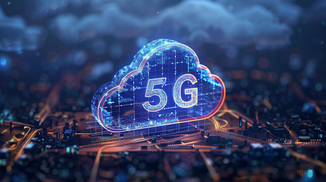 A cloud featuring the word 5G on it, symbolizing the high-speed capabilities of the next-generation wireless network
