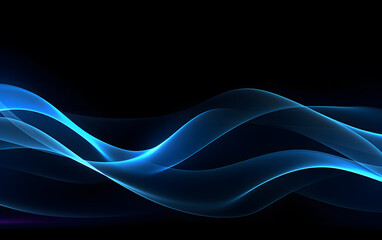 Aesthetic dark blue wave on black background. Modern abstract background