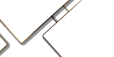 Abstract luxury white background square pattern on banner with shadow. White and golden color technology concept geometric line vector background.	