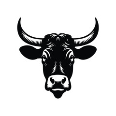 Black and white cow logo, icon, symbol, horn, bull, mammal animal
