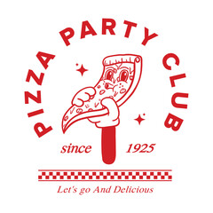 90s retro pizza character illustration © cattle house