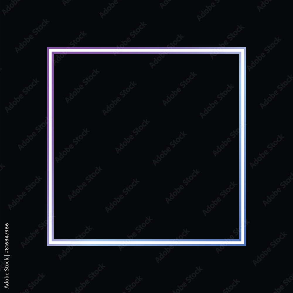 Leinwandbilder abstract colorful gradient shape, square frames with neon style isolated on black background