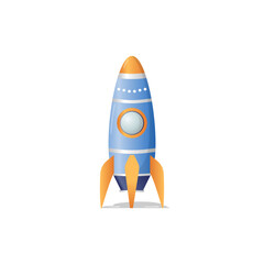 Preparation for the launch of a space rocket. Vector drawing.