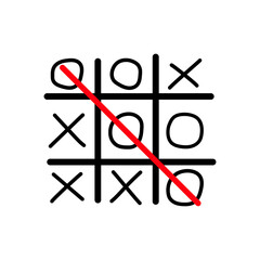 A fun game of tic-tac-toe. Vector drawing on a white background.