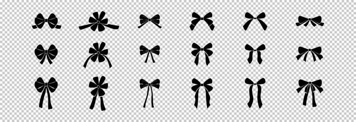 Bows of different complexity, for design or for decoration. A set of bows.