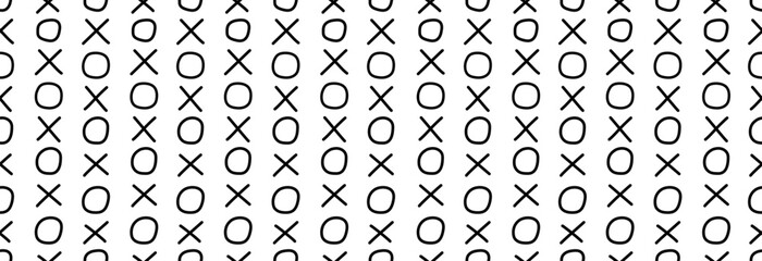 A tic-tac-toe game. Vector seamless pattern on a white background.