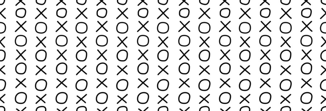 A tic-tac-toe game. Vector seamless pattern on a white background.