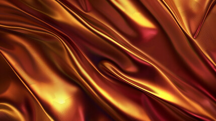 Fototapeta premium Luxury-themed abstract background with silk-like folds in rich, warm tones of gold and red