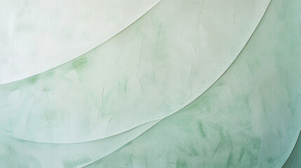 Minimalist abstract background with layered textured patterns in soft green and white hues