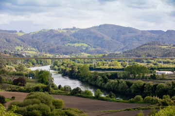 Mouth of the Nalon River landscape in Soto del Barco, Asturias.