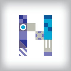 Creative letter N logo design with geometric shapes. Creative educational colorful graphics. Vector