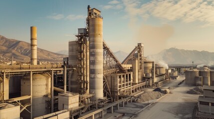 Obraz premium Industrial factory with smoking pipes, suitable for environmental and industrial concepts