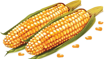 Tasty grilled corn cob on white background  style