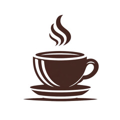 Fototapeta premium A stylized coffee cup in a rich dark brown color on a transparent background