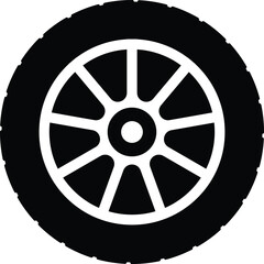 Obraz premium Set of rubber wheel tire icon. Black wheel tires silhouette collection. Vector Illustration.