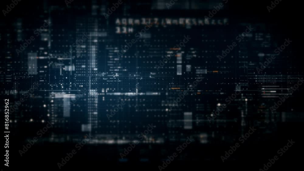 Fototapete Futuristic metaverse, hi-tech digital data telemetry with encrypted numbers, display dynamic background for computer desktop screen display format