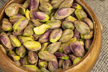 delicious salted green pistachios without shells