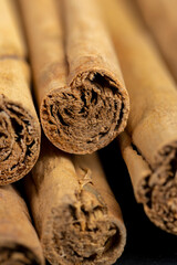 dry cinnamon spices in the form of sticks