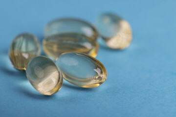 transparent medicines on a blue background