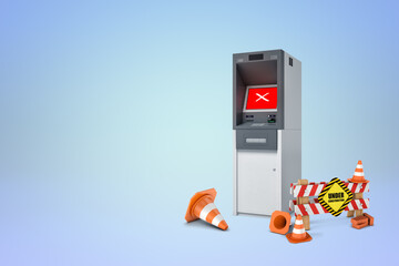 Out of service ATM with construction cones