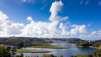  Mouth of the Nalon River and Soto del Barco estuary. Beautiful landscape.