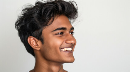 Side view of young and handsome indian man