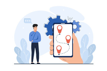 Strategic planning . Choosing the right path, helping to choose a business strategy, life path. Path selection concept. Vector illustration