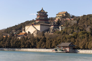 Chinese traditional buildings at Beijing summer palace. 