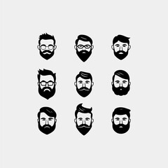 vector set of hipster beard