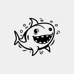 cute cartoon shark character. funny shark. vector illustration