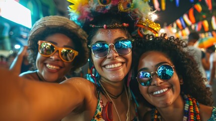 Young people having fun at a carnival in Brazil.