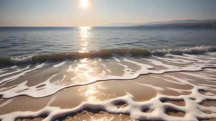 Beach, izmir, sun, sea, sand, sunny, afternoon, bright; realistic, 8k, photograph, real, real image, very detailed, no blur