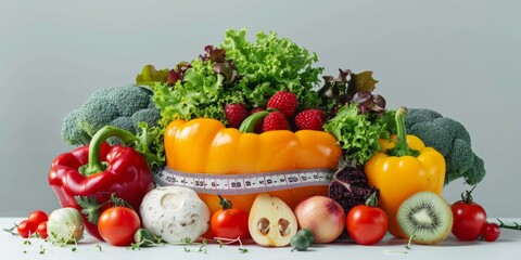 Gauging Nutrient Wealth: A Medley of Fresh Produce and a Measuring Tape