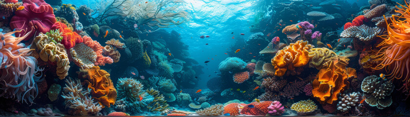 Fototapeta premium Vibrant Coral Reef Ecosystem Underwater