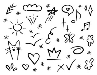 Playful Hand-Drawn Doodles and Symbols Set