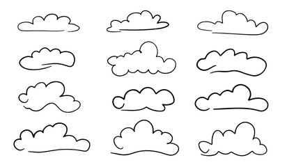 Collection of Simple Hand-Drawn Cloud Illustrations