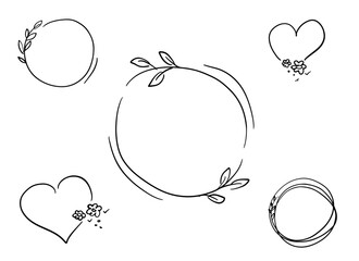 Hand Drawn Decorative Frames and Heart Illustrations
