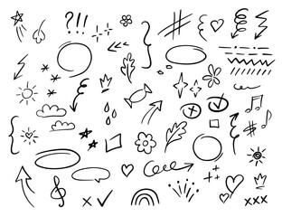 Assorted Hand Drawn Doodle Icons and Symbols